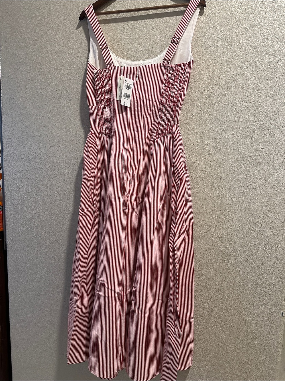 Abercrombie & Fitch Red and White Striped Midi Dress - Picture 2 of 9